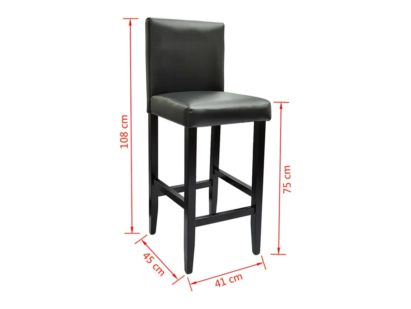 vidaxl Banco*Bancos de bar 2 pcs couro artificial Preto