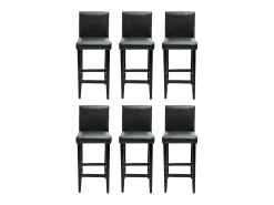 vidaxl Banco*Bancos de bar 6 pcs couro artificial Preto