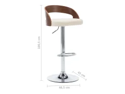 vidaxl Banco*Bancos de bar 2 pcs couro artificial e madeira curvada Creme