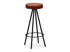 vidaxl Banco*Bancos de bar 2 pcs couro genuíno Castanho