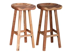 vidaxl Banco*Bancos de bar 2 pcs madeira acácia maciça Natural claro