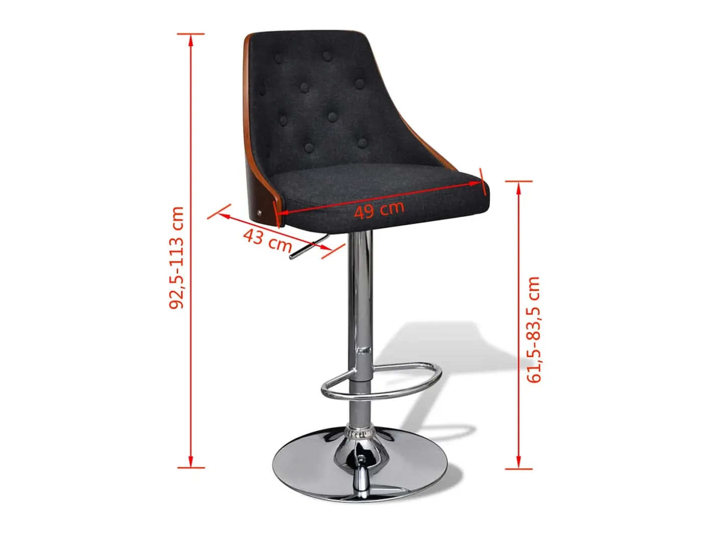 vidaxl Banco*Bancos de bar 2 pcs madeira curvada e tecido Cinzento