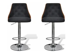 vidaxl Banco*Bancos de bar 2 pcs madeira curvada e tecido Cinzento