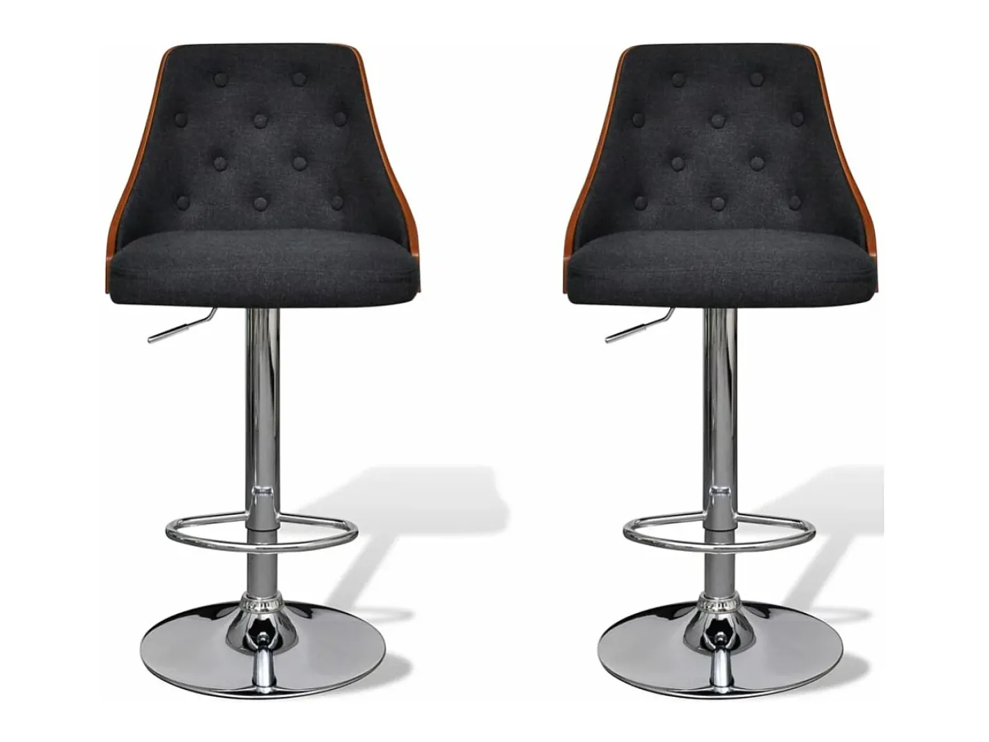 vidaxl Banco*Bancos de bar 2 pcs madeira curvada e tecido Cinzento