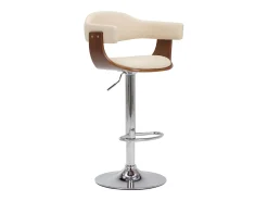 Banco*Bancos de bar 2 pcs madeira curvada e couro artificial PT729921 Creme