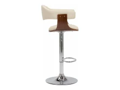 Banco*Bancos de bar 2 pcs madeira curvada e couro artificial PT729921 Creme