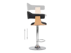 vidaxl Banco*Bancos de bar 2 pcs madeira curvada e couro artificial Preto