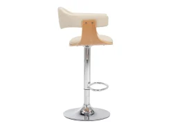 Banco*Bancos de bar 2 pcs madeira curvada e couro artificial PT913337 Creme