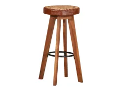 vidaxl Banco*Bancos de bar 2 pcs madeira de acácia maciça e couro genuíno Natural claro