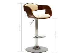 vidaxl Banco*Bancos de bar 2 pcs madeira curvada e couro artificial Creme