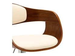 vidaxl Banco*Bancos de bar 2 pcs madeira curvada e couro artificial Creme