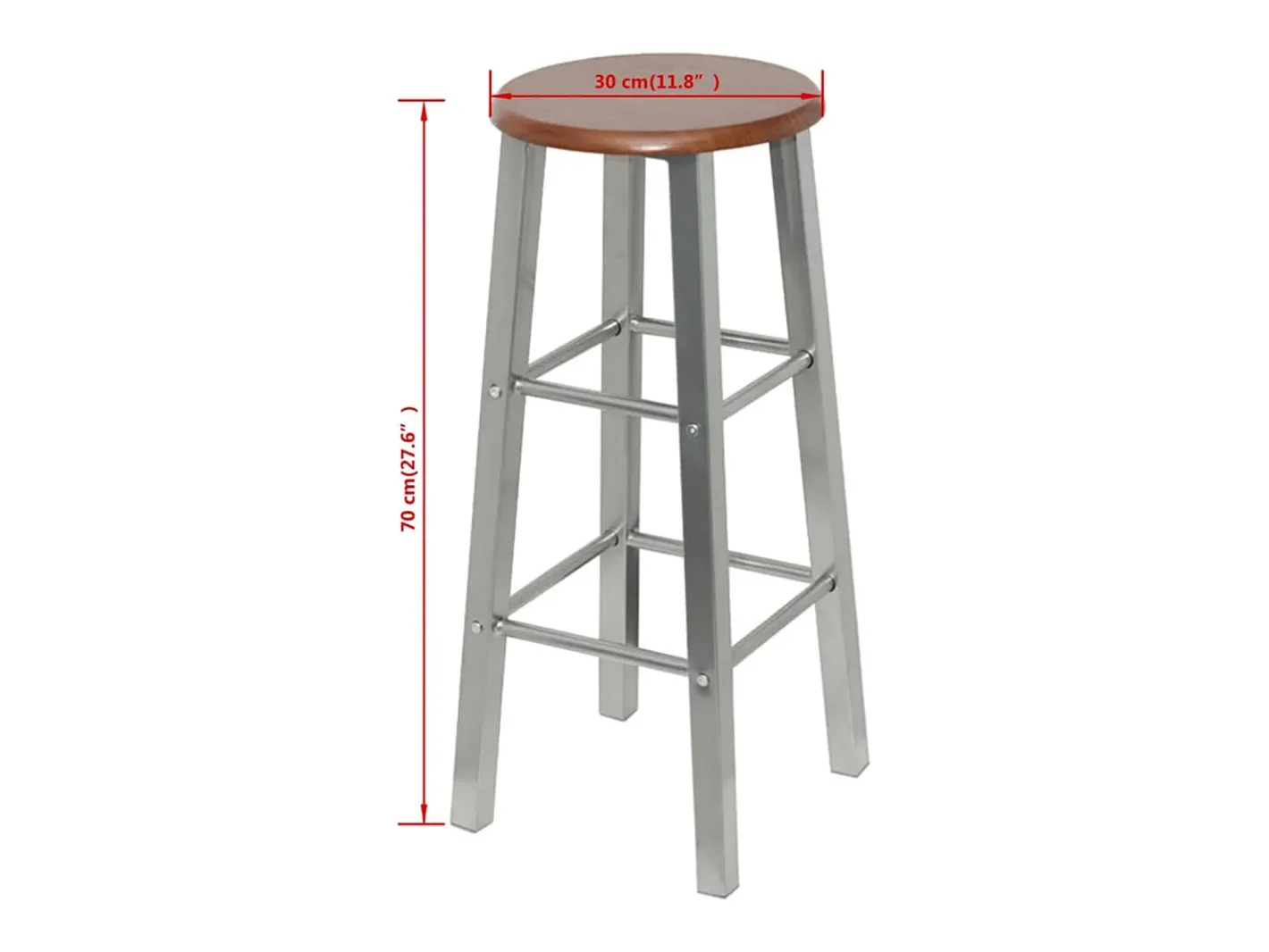 vidaxl Banco*Bancos de bar 2 pcs metal com assento MDF Prateado