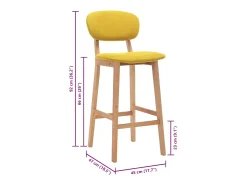 vidaxl Banco*Bancos de bar 2 pcs tecido mostarda Amarelo
