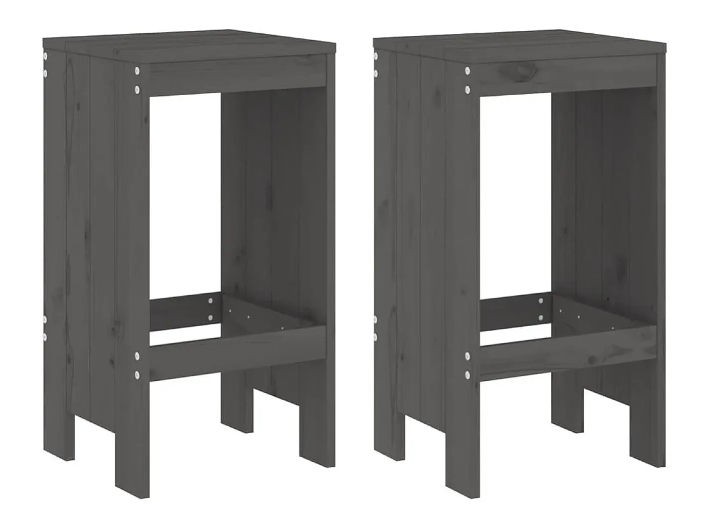Banco*Bancos de bar 2 pcs 40x36x75 cm madeira de pinho maciça cinza PT434452 Cinzento