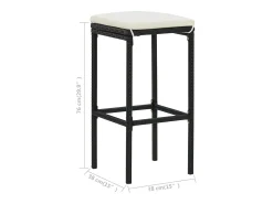 vidaxl Banco*Bancos de bar com almofadões 4 pcs vime PE Preto