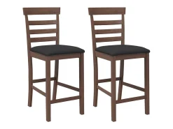 vidaxl Banco*Bancos de bar com almofadões 2pcs madeira de seringueira maciça Castanho