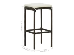 vidaxl Banco*Bancos de bar com almofadões 3 pcs vime PE Castanho