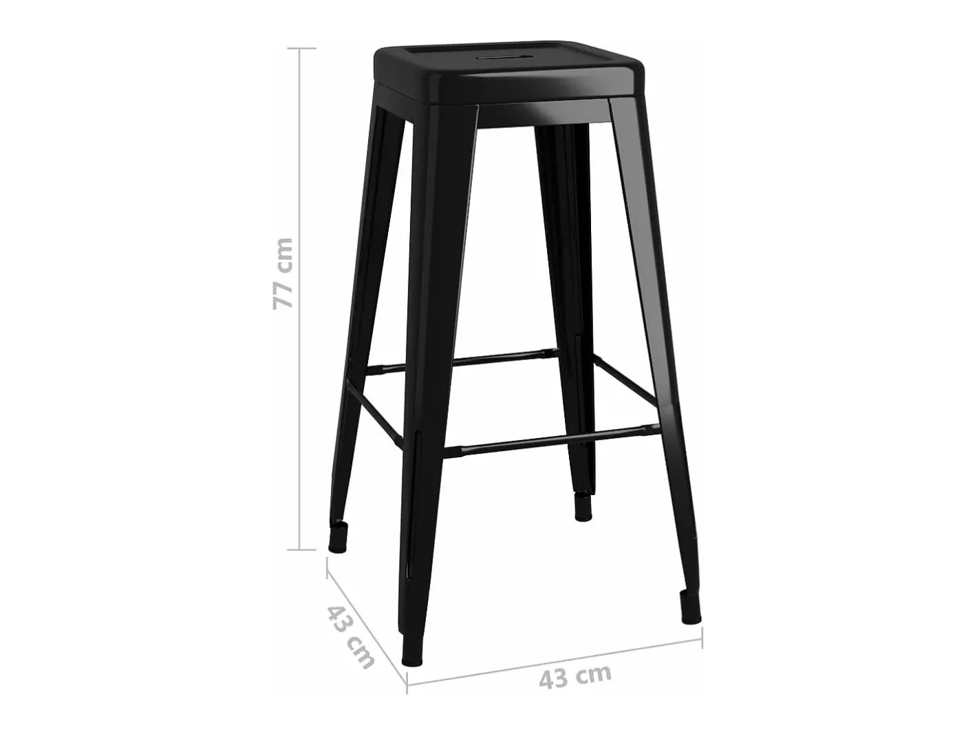 vidaxl Banco*Bancos de bar empilháveis 2 pcs metal Preto