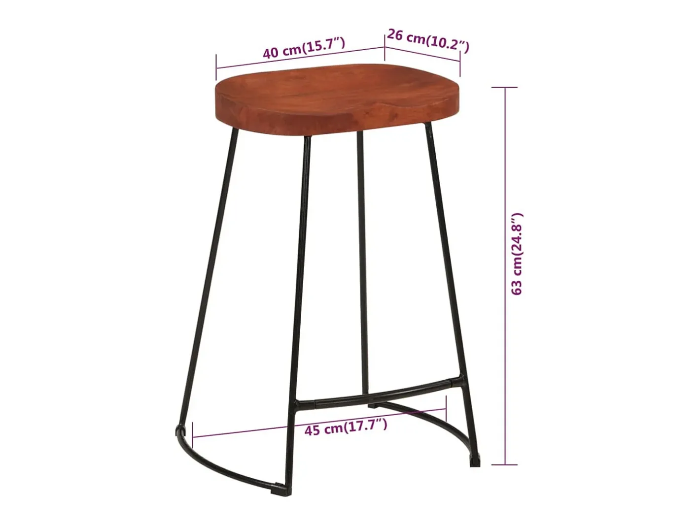 vidaxl Banco*Bancos de bar Gavin 2pcs 45x40x63cm madeira de mangueira maciça Natural claro