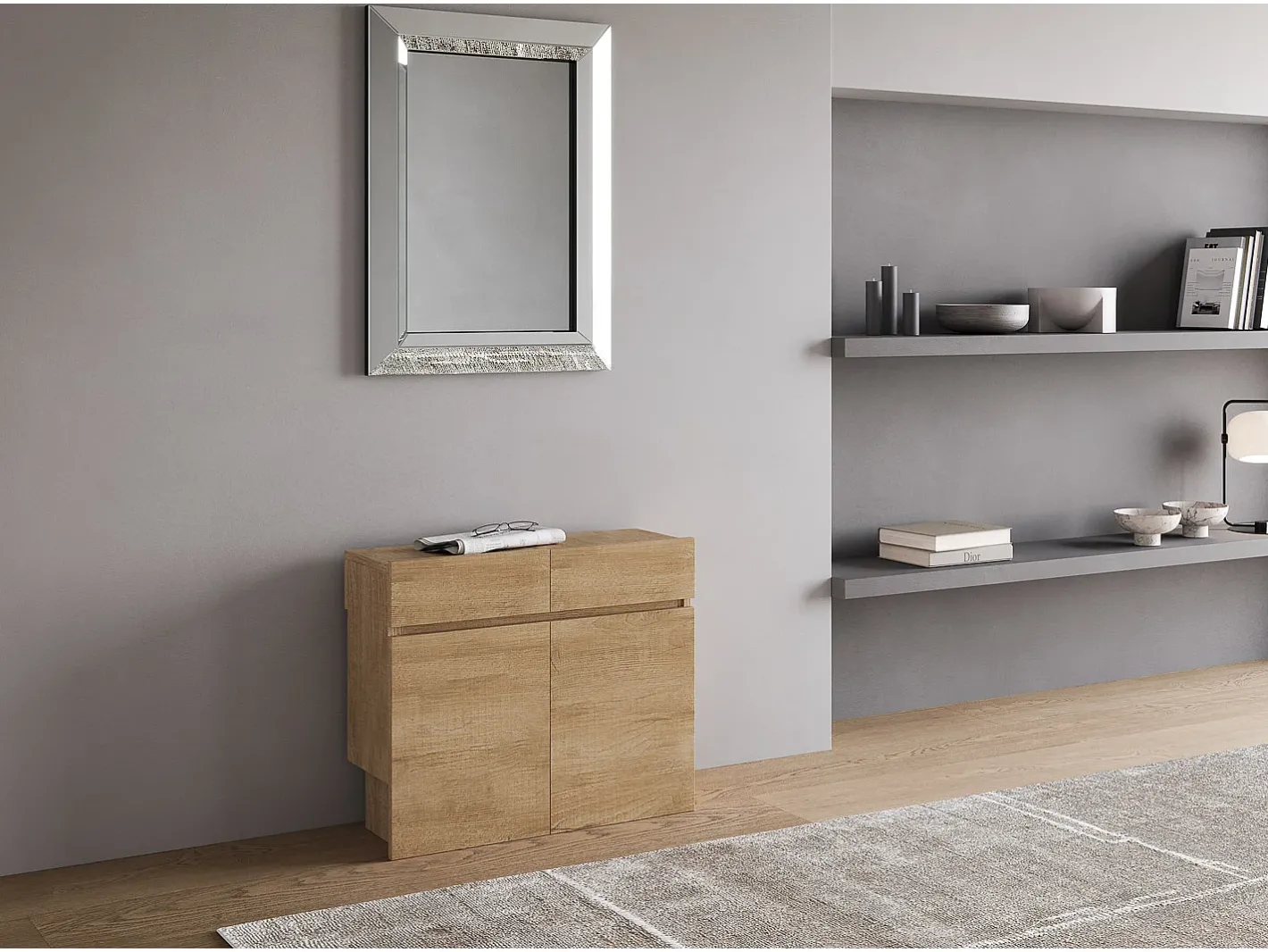 Bancos inferior e superiorextensíveis 26x72/300 cm Evolve Carvalho Natural extensões internas*ITAMOBY Outlet