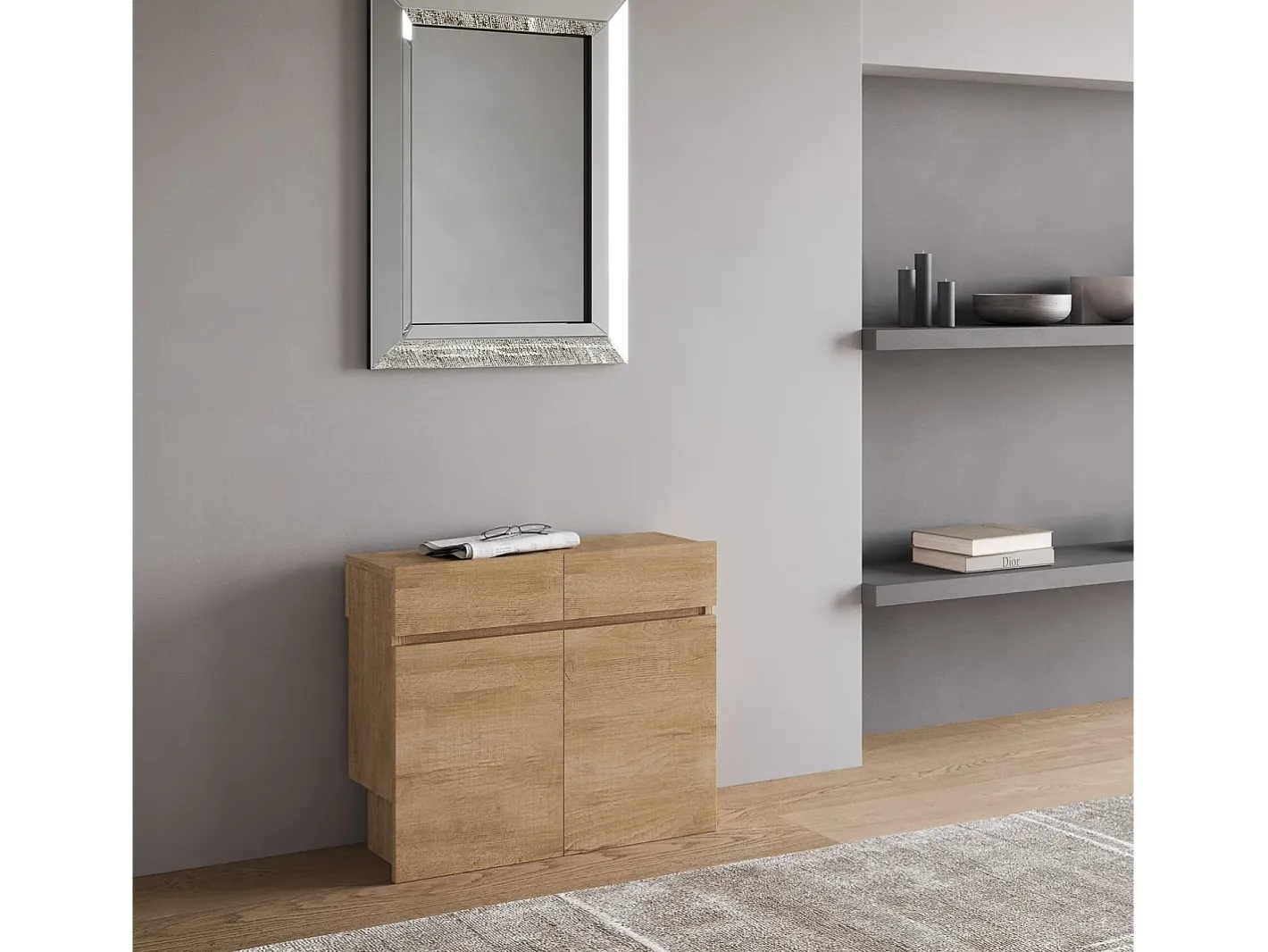 Bancos inferior e superiorextensíveis 26x72/300 cm Evolve Carvalho Natural extensões internas*ITAMOBY Outlet