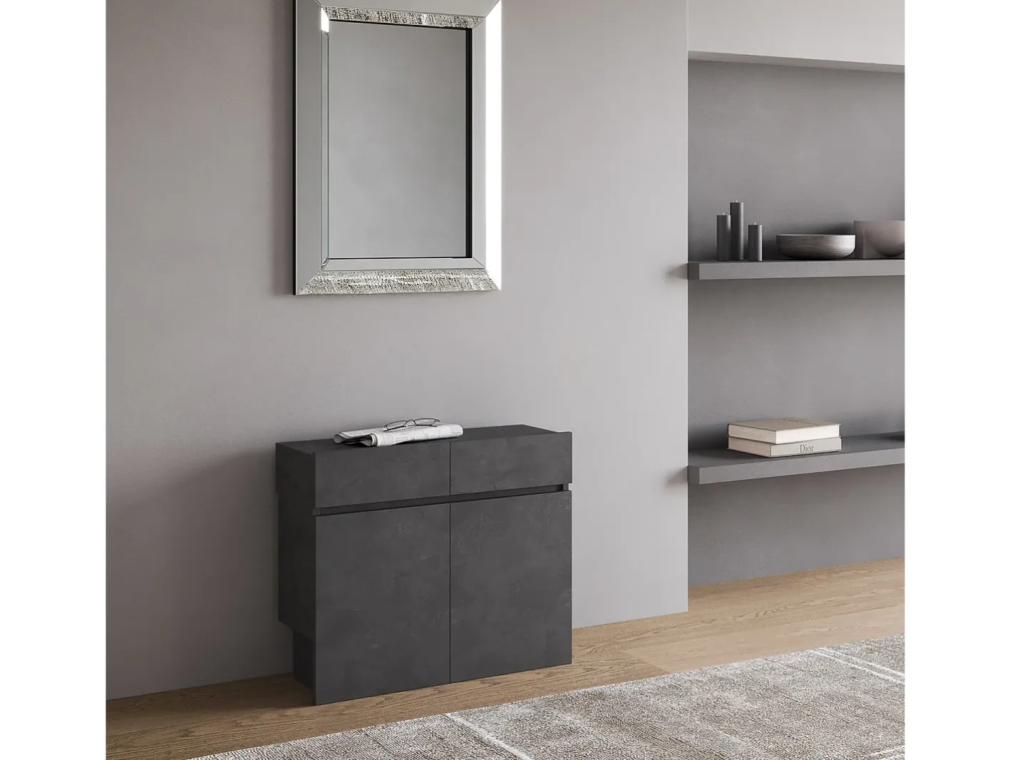Sale Bancos inferior e superiorextensíveis 26x72/300 cm Evolve Antracite Espatulado extensões internas Consola