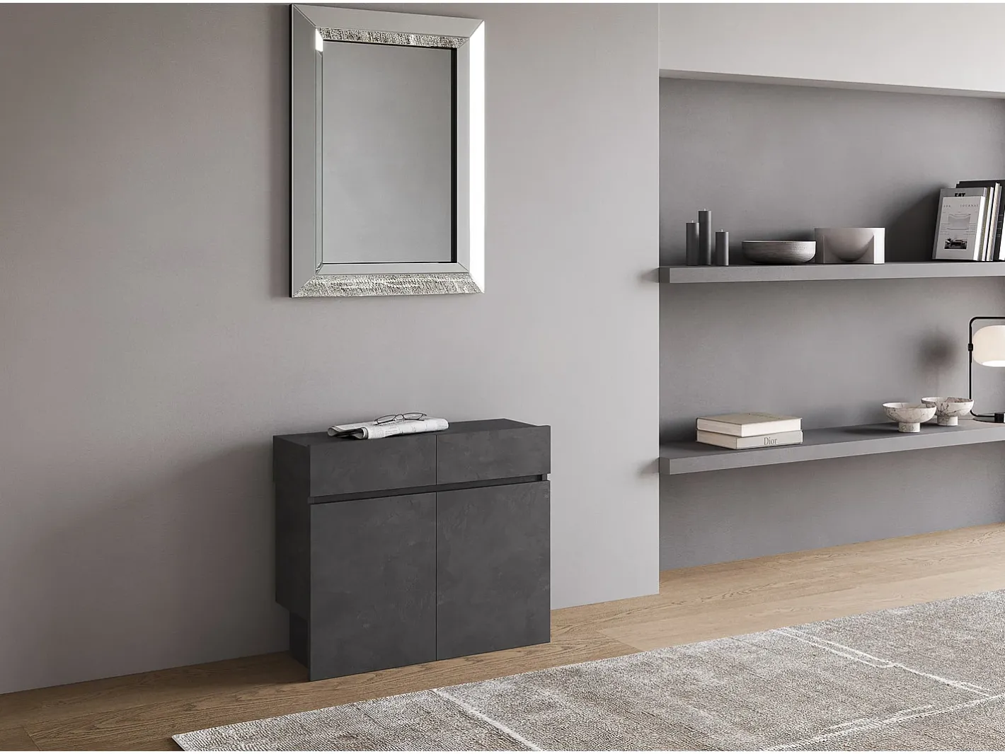 Sale Bancos inferior e superiorextensíveis 26x72/300 cm Evolve Antracite Espatulado extensões internas Consola