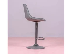 Banqueta ajustável com encosto estofado em couro sintético - Brandon - Cinza^Nest Dream Best