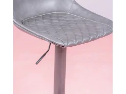Banqueta ajustável com encosto estofado em couro sintético - Brandon - Cinza^Nest Dream Best