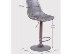 Banqueta ajustável com encosto estofado em couro sintético - Brandon - Cinza^Nest Dream Best
