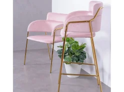 Banqueta de design estofada em veludo e pernas douradas - Cruiser -*Nest Dream Sale