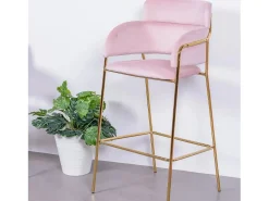 Banqueta de design estofada em veludo e pernas douradas - Cruiser -*Nest Dream Sale