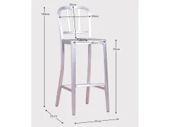 Nest Dream Banco*Banqueta de metal com encosto alto - Navi Army - Aluminio Prateado