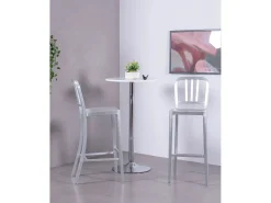 Nest Dream Banco*Banqueta de metal com encosto alto - Navi Army - Aluminio Prateado