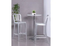 Nest Dream Banco*Banqueta de metal com encosto alto - Navi Army - Aluminio Prateado