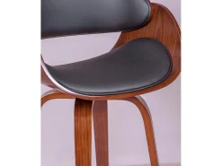 Banqueta escandinava em madeira de nogueira com almofada em couro sintético (66 cm) - Burrow -*Nest Dream New