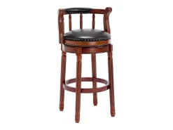 Banqueta giratória de bar - Assento em pele preta - Madeira - Cor nogueira^Hauss Spole Clearance