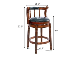 Banqueta giratória de bar - Assento em pele - Cor nogueira 54,8x54,8x66cm^Hauss Spole Outlet