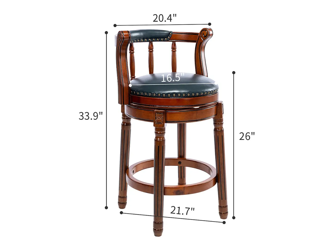 Banqueta giratória de bar - Assento em pele - Cor nogueira 54,8x54,8x66cm^Hauss Spole Outlet