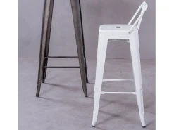 Banqueta industrial de metal com encosto baixo (76cm) - Bistro - Banco