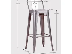 Banqueta industrial de metal com encosto baixo (76cm) - Bistro - Banco