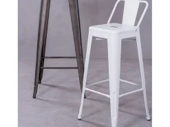 Banqueta industrial de metal com encosto baixo (76cm) - Bistro - Banco