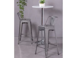 Banqueta industrial de metal com encosto baixo (66cm) - Bistro - Metal^Nest Dream New