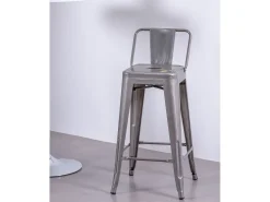Banqueta industrial de metal com encosto baixo (66cm) - Bistro - Metal^Nest Dream New