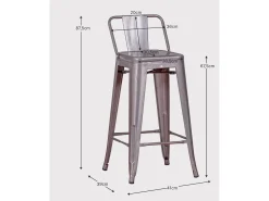 Banqueta industrial de metal com encosto baixo (66cm) - Bistro - Metal^Nest Dream New