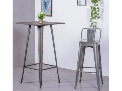 Banqueta industrial em aço metalizado com encosto baixo (76cm) - Bistro - Metal^Nest Dream Discount