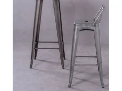 Banqueta industrial em aço metalizado com encosto baixo (76cm) - Bistro - Metal^Nest Dream Discount