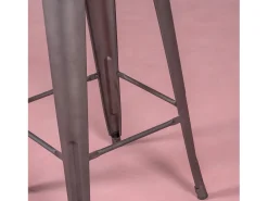 Clearance Banqueta industrial em aço envelhecido com encosto baixo e assento em madeira - Bistro - Antiguidade Banco