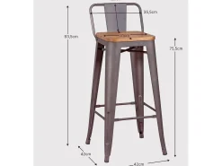 Clearance Banqueta industrial em aço envelhecido com encosto baixo e assento em madeira - Bistro - Antiguidade Banco