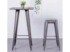 Hot Banqueta industrial empilhável em aço metalizado (76cm) - Bistro - Metal Banco